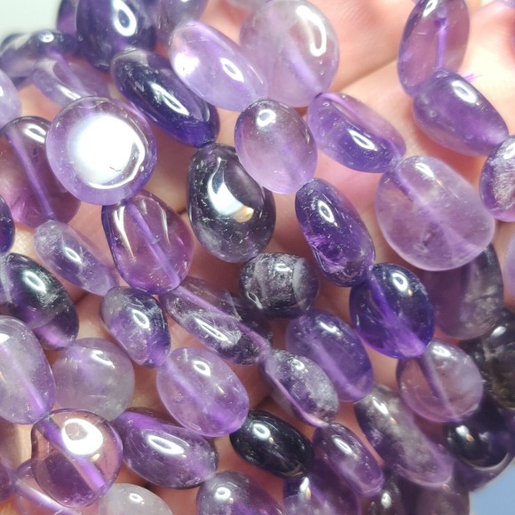 Dark Amethyst stretch nugget bracelet natural stone w/Free felt pouch-NB25 - Picture 4 of 8